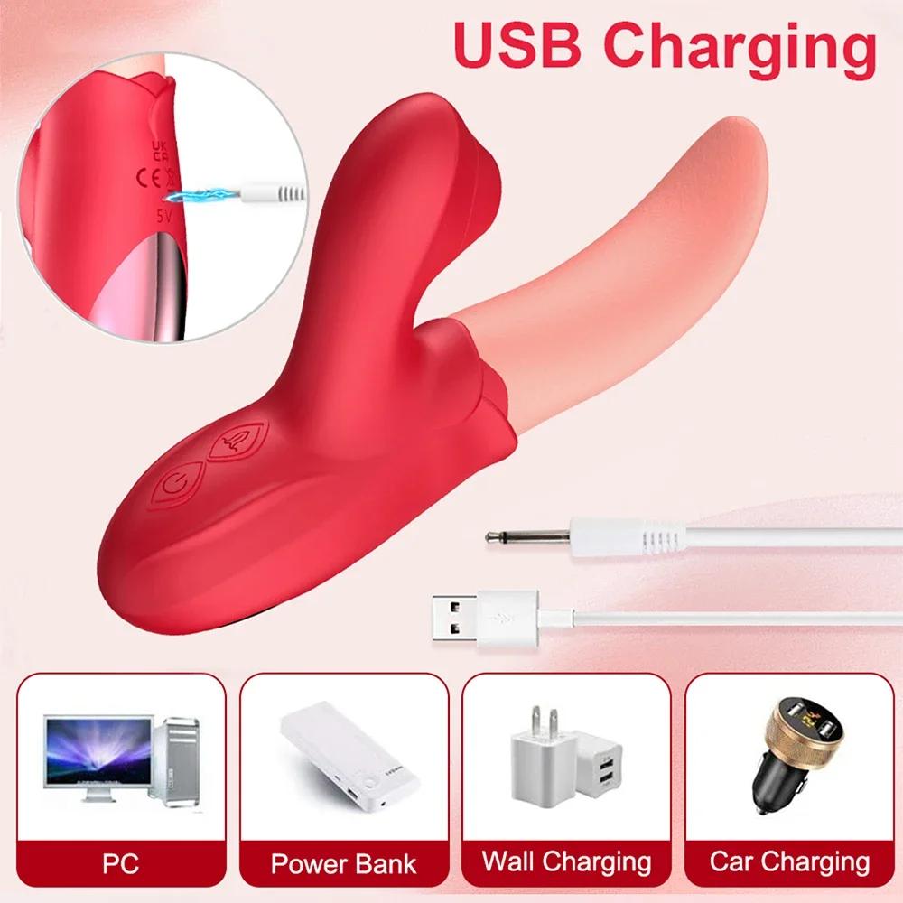Licking Sucker G Spot Vibrator For Women Powerful Double Stimulation Clitoris Stimulator Dildo Vagina Massager Adult Sex Toy 18+