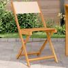VidaXL Bistro Chairs Set of 2 Beige Solid Acacia Wood and Fabric, Outdoor Bistro Chair, Folding Chair, Chair 367684