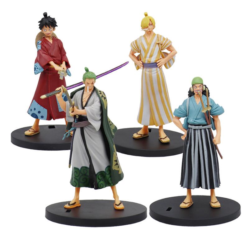 18 cm One Piece Anime Figur Pirate Warriors Monkey D Ruffy Roronoa Zoro Sanji Lysop Actionfiguren Model ornament