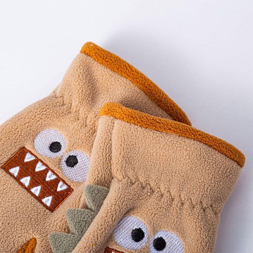 Windproof Student Wrist Gloves Polar Fleece Children Cycling Gloves Kids Mittens  Autumn Winter