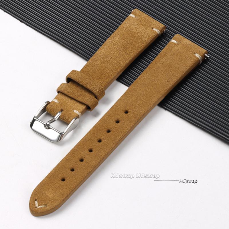 Vintage Leather Suede Watch Strap 14mm 16mm 18mm 20mm 22mm Watchband Gray Blue Brown Watch Bands Quick Release Wristband Belt