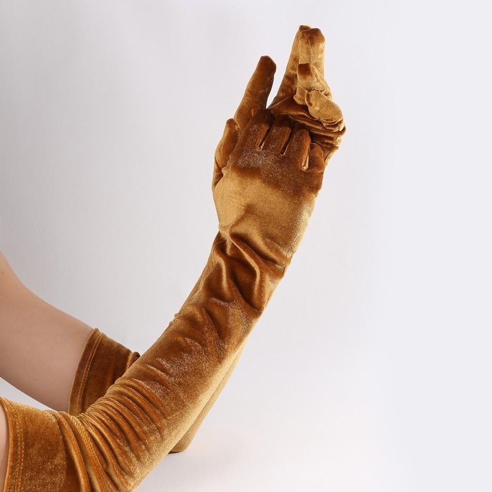 Full Finger Velvet Long Gloves 53cm Party Mittens Fashion Women's Fluffy Gloves Party
