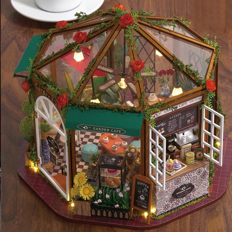 Wooden Miniature Doll House Kit Handmade 3D Puzzle Assemble Building Model Making Room Toys Home With Furniture Dollhouse Gifts