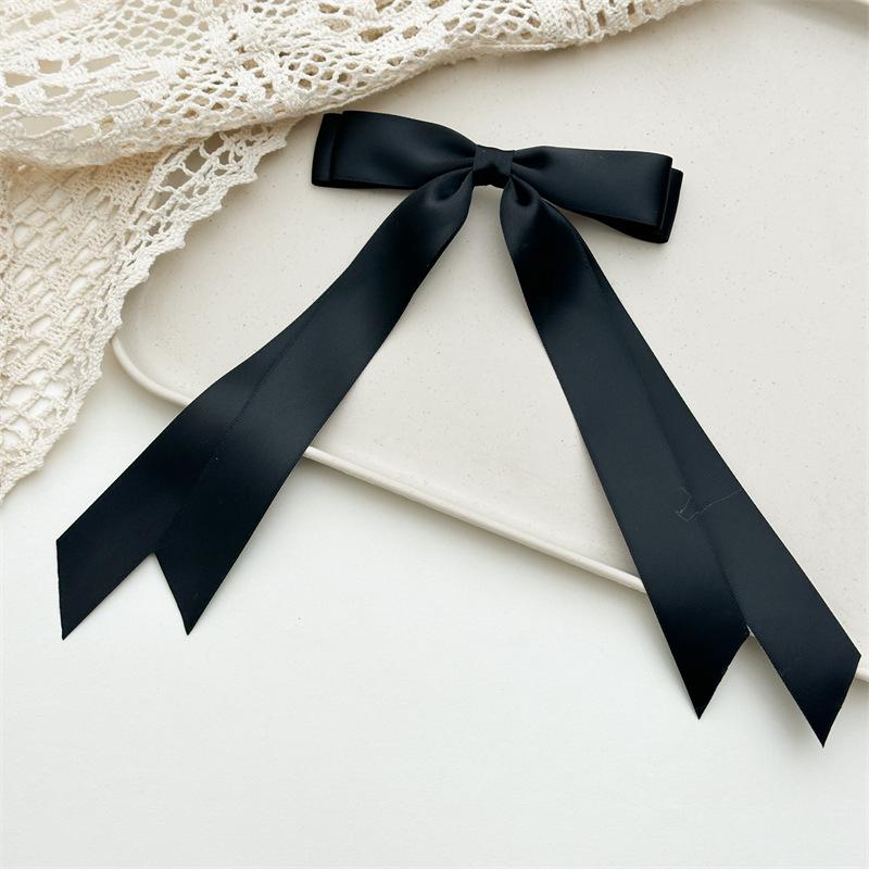 Women's Double-Layer Bow Ribbon Tassel Hair Clip - Woven Long Hair Tie Duckbill Accessory