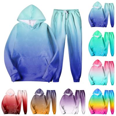 Mens Hooded Sports Tracksuit Unisex Two-Piece Running Outfits Long Sleeve Pullover Hoodies Sweatshirt+Sweatpants Set