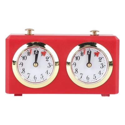 Mechanical Chess Clock Vintage Analog Chess Clock with Large Dials Wind Up Mechanism for Weiqi Competitions Red