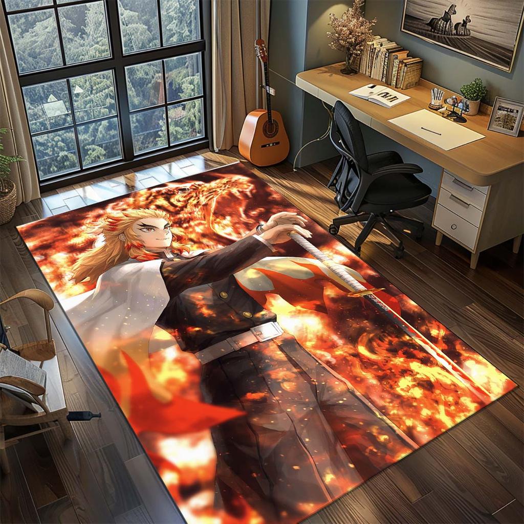 Demon Slayer Anime Rug Carpet Large Area Rug Non Slip Washable Floor Mat Gamer Room Bedroom Home Decor -QJY