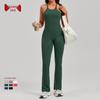 Adjustable Strap Flare Bodysuit Yoga Wear - European & American Sports Fitness Jumpsuit