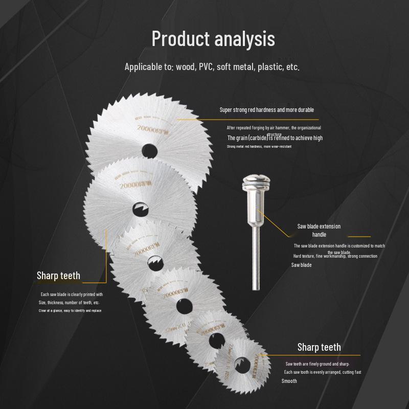 7-Piece High-Speed Steel Circular Saw Blades Set for Wood, Plastic & Small Electric Grinders