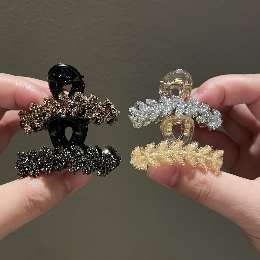 Women's Colorful Imitation Rhinestone Fashionable Semi Braided Hair Clips, Princess Style Everyday Hair Accessories