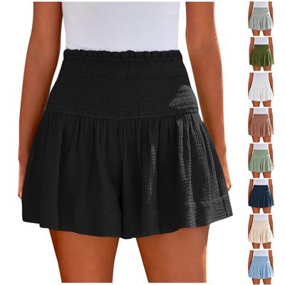 Ladies Casual Large Solid Color Breathable Fashion Wide Leg Shorts