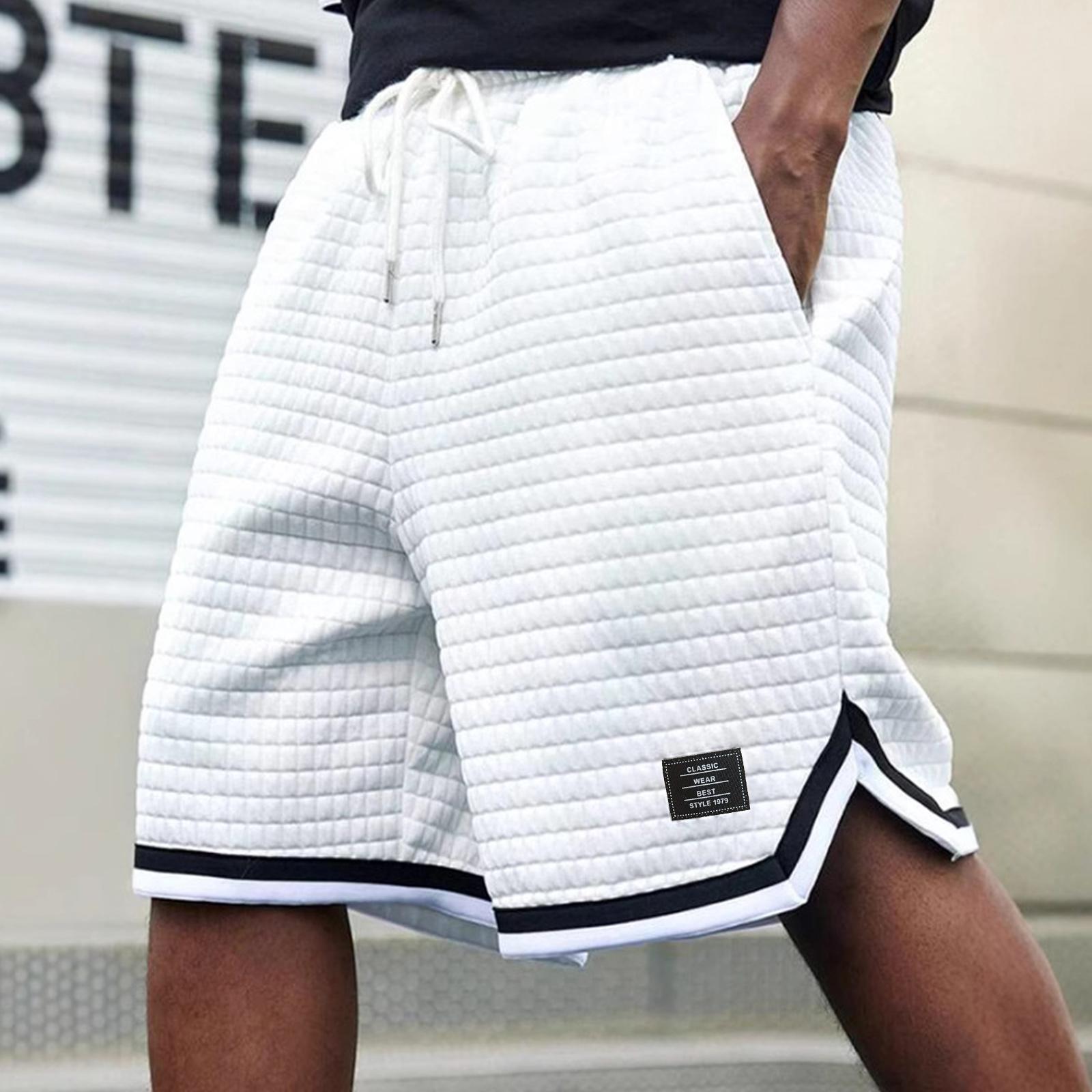 

Mens Casual Shorts Cotton Shorts Men Cargo Sweatpants for Men Relaxed Fit Quilted Design Shorts for Men XL білий
