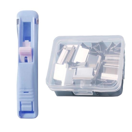 

Скрепкостеплер Портативный диспенсер для скрепок Без перфорации Толкатель бумаги с 50 прозрачными металлическими скрепками для многоразового использования Офисные школьные принадлежности E серебряный