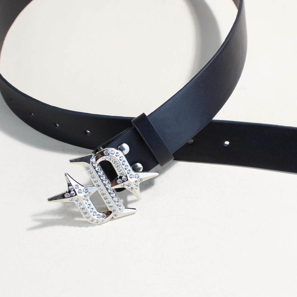 Belt American Rivet Punk Rock Rhinestone Buckle Personality Belt Subculture Black Belt