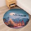 Christmas Santa Claus Printed Round Rug Carpet Chair Rug Area Rug Entryway Doormats,for Office Chair Living Room Bedroom Kitchen Room.