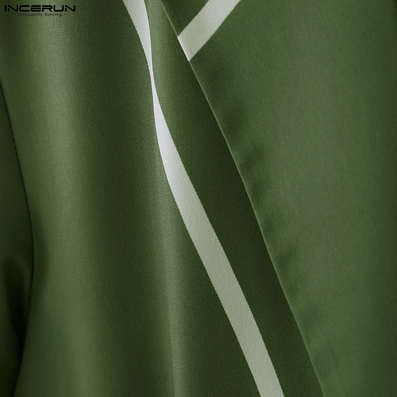 INCERUN Spring Autumn Men Lapel Neck Long Sleeve Button Print Thin Blazer Coats