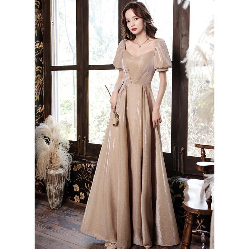 Toast Dress Bridal Burgundy Summer One-shoulder Style Long Dress Order Wedding Return Thank You Dinner Dress Dress