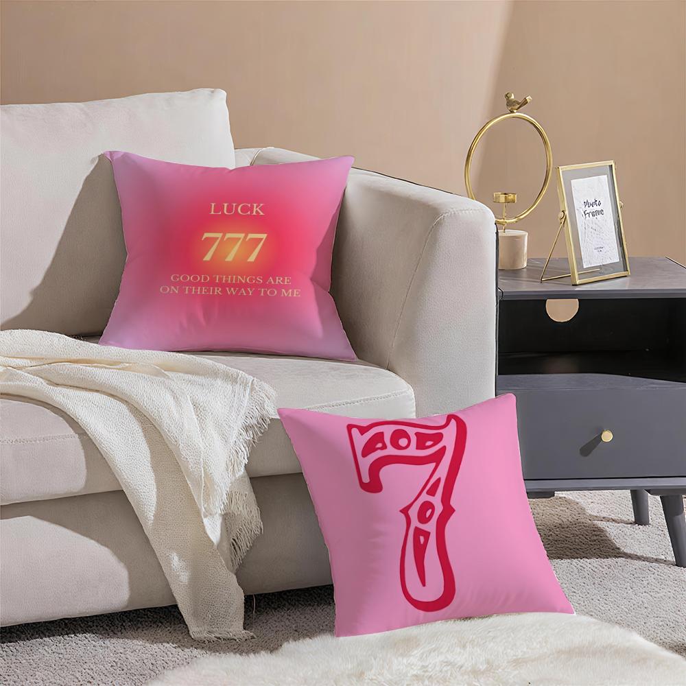 Lucky Gift Item Angel Numbers Cushion Cover Pillowcase Short Plush Invisible zipper Room Sofa Cushion Cover