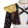 Costume d'Halloween Cosplay Rôle de Chanteur Ensemble Manteau Haut Short Tenue Complète de Scène, Performance Scénique, Tenue de Danse