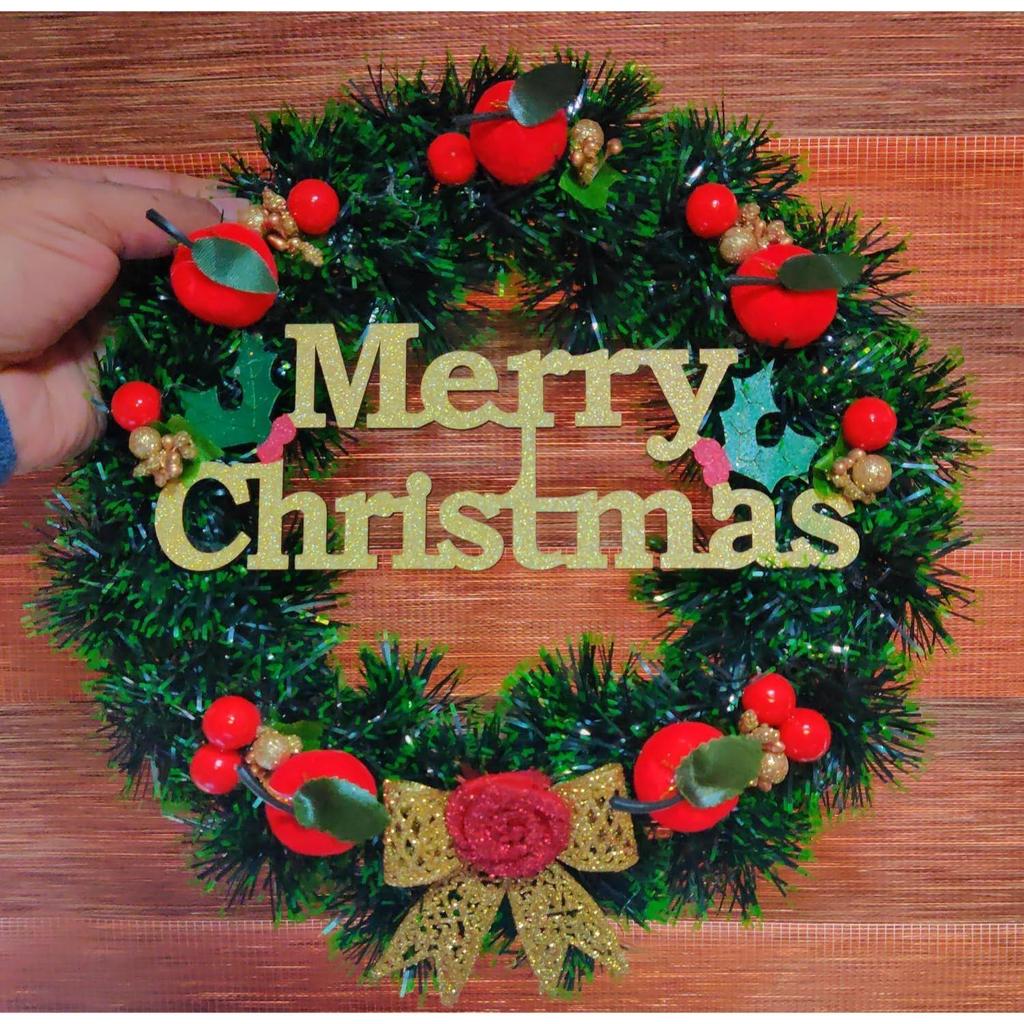 Designer Christmas Wreath/Wall Hanging/Decoration for Xmas Party/Christmas Decorations for Home/Gifts/Wreath - (Green Pine, 10 Inch)