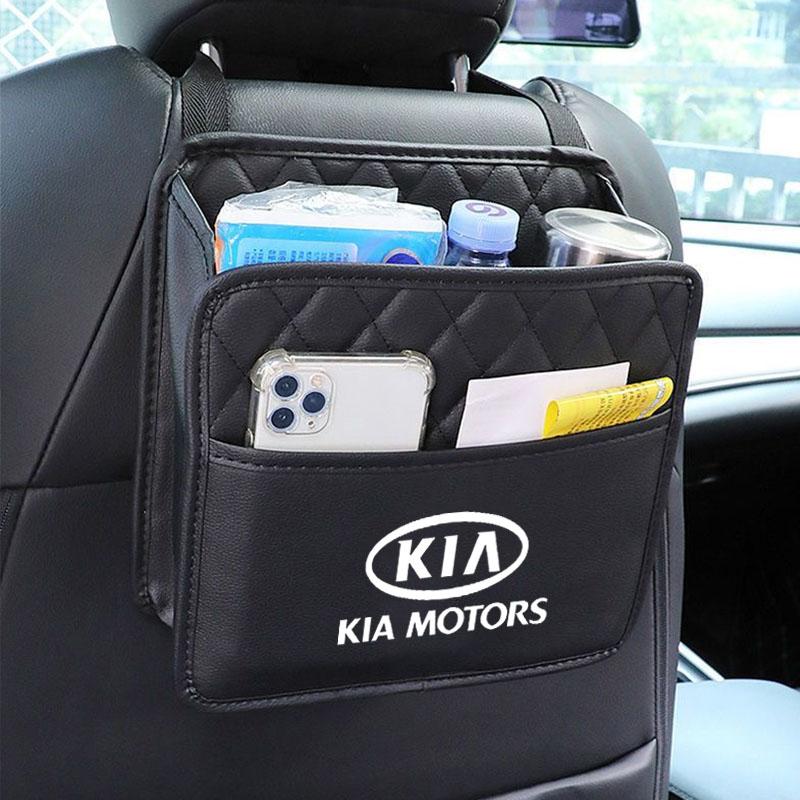 Car Seat Back Storage Bag Leather Garbage Bag Organizer For KIA KN K3 K5 Sportage Rio Sorento Picanto Ceed RIO 2 3 4 Accessories