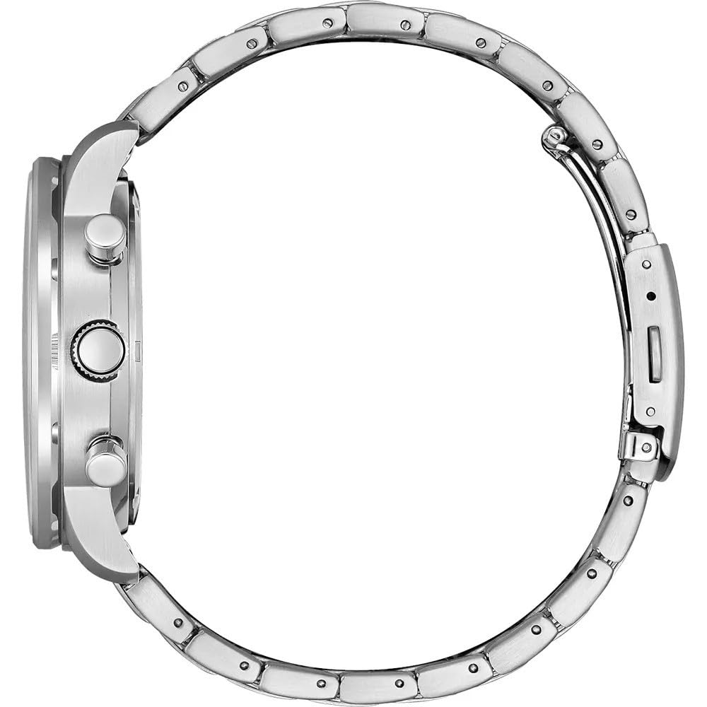 Citizen Stainless Steel Chronograph Blue Dial Analog Watch Silver Modern Design Eco-Drive Men's Ca4500-91L, Band, Multicolor,