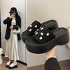 [Youshilai] Rhinestone slippers 2025 summer new temperament elegant and versatile small slippers
