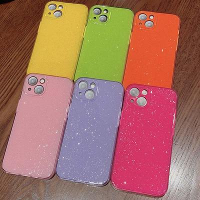 Solid Color Crystal Glitter Phone Case for IPhone 16 15 13 14 Plus 12 11 Pro Max Soft Silicone Candy Jelly Protective Back Cover