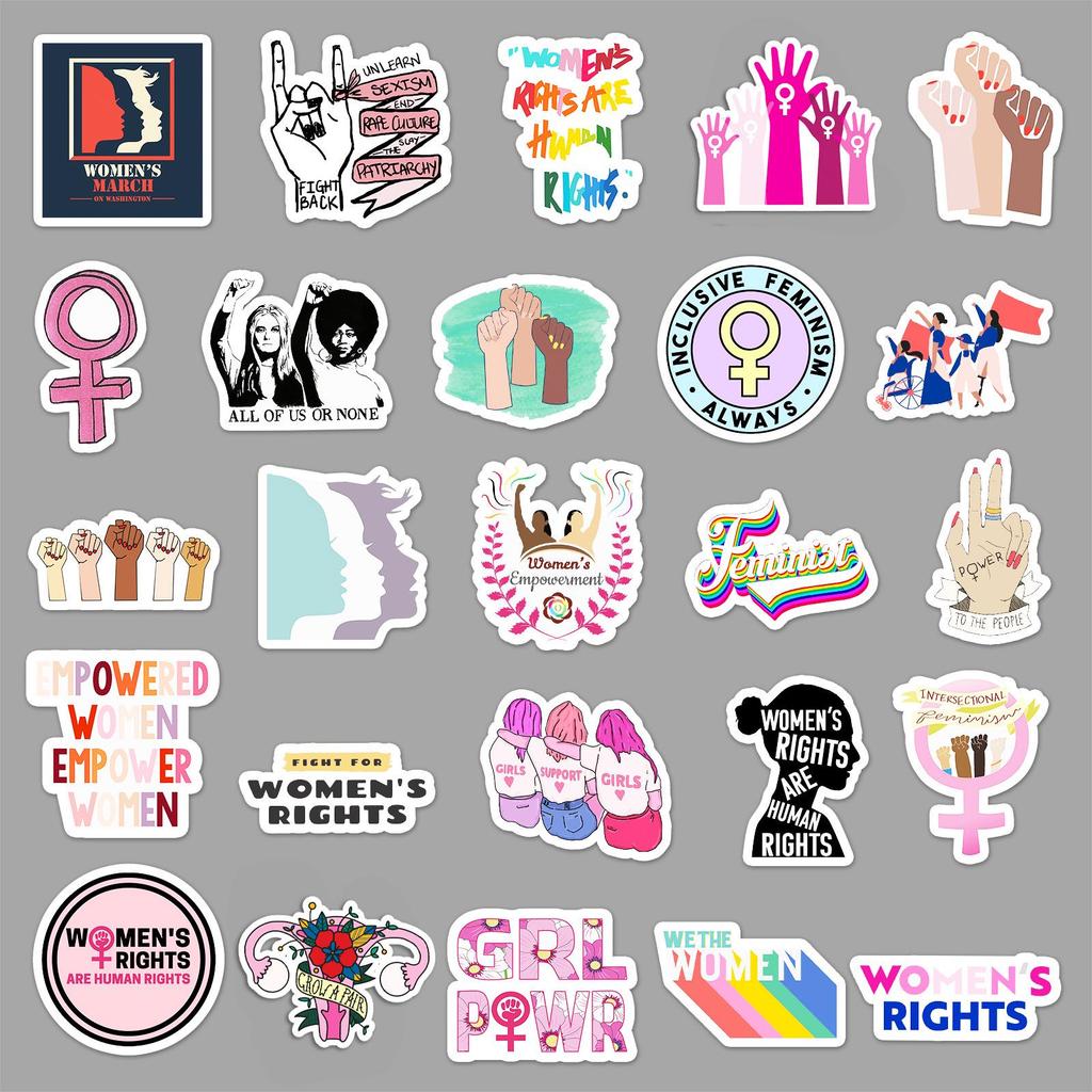 50 Feminist Cartoon Stickers: Waterproof Decals for Skateboards, Laptops, Cars, and Motorcycles Decoration.