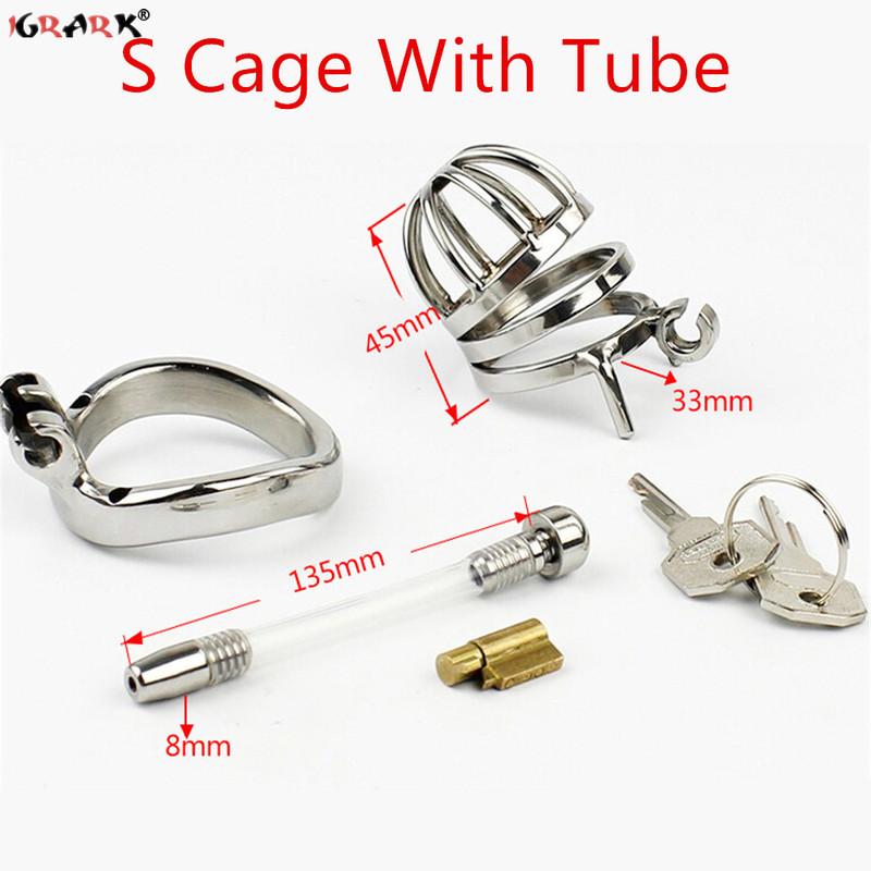 Male Chastity Device Stainless Steel Cock Cage Lockable Sex Toys for Men Penis Sleeve Cock Ring Gay Adult Games Erotic Products