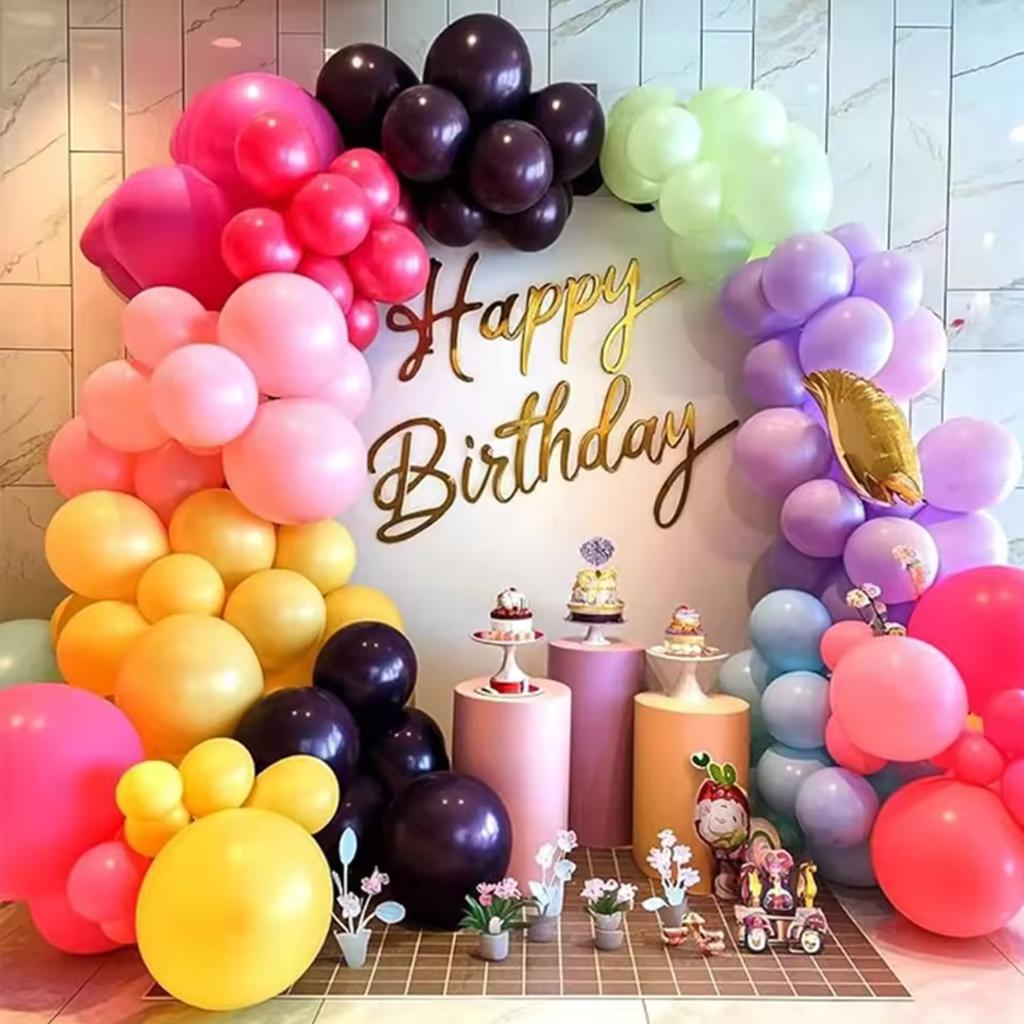 90pcs Pink Blue Purple Balloons Arch Kit, Rainbow Balloons for  Theme Birthday Wedding Party Decoration
