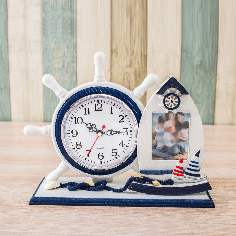 Mediterranean Style Desktop Clock Ornaments European Living Room Bedroom Bedside Desk Clock Office Desktop Home Creative Clock