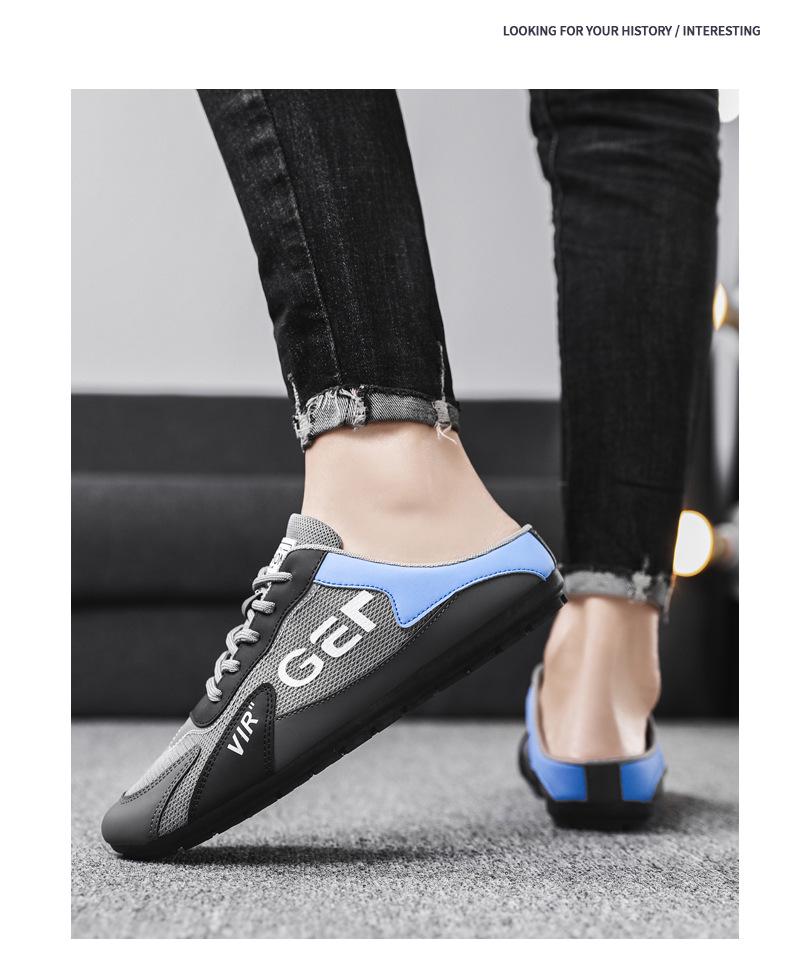 2024 Spring Men's Trendy Korean Style Casual Canvas Moccasins - Versatile Half-Slippers