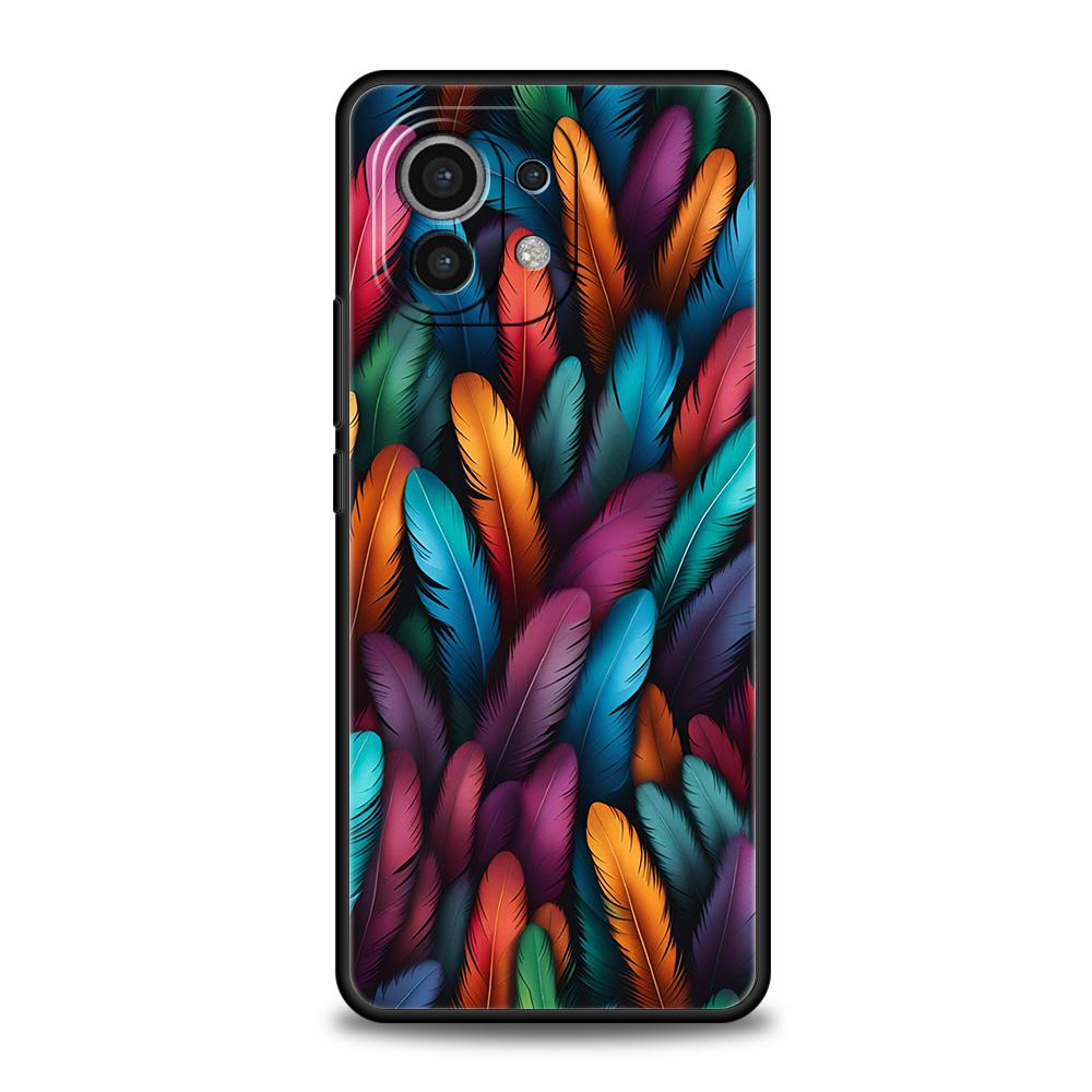 Phone Case Cover for Xiaomi Mi 15 14 13 12 11 Ultra 14T 13T 12T 11T 10T Pro Lite Soft TPU Capas Fashion Gradient Feather Pattern