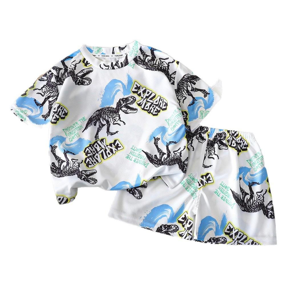 Cartoon Dinosaurier Sommer Jungen Kleinkind Zweiteiliges Set Mit Kurzarm Oberteil Und Shorts