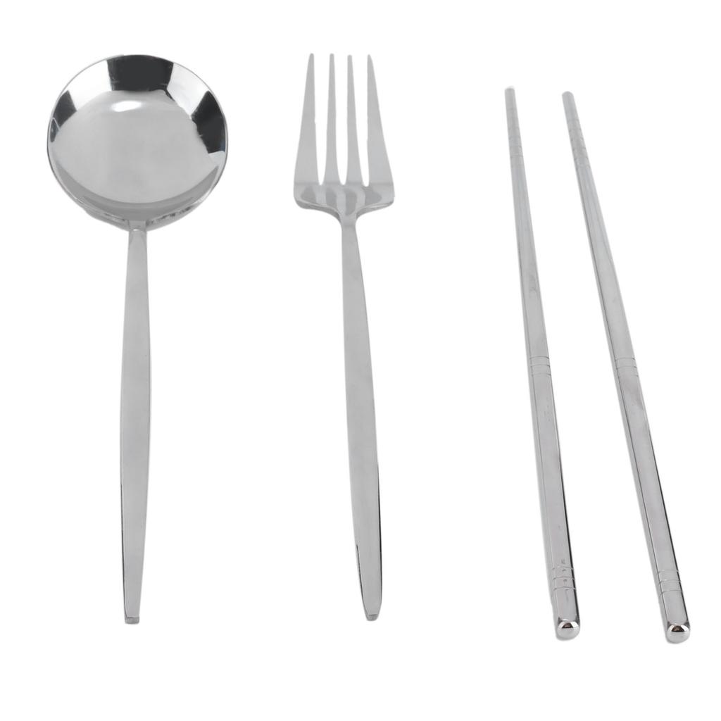 Portable Cutlery Set Stainless Steel Tableware Anti Corrosion Non Slip Anti Fading Chopsticks Spoon for Outdoor