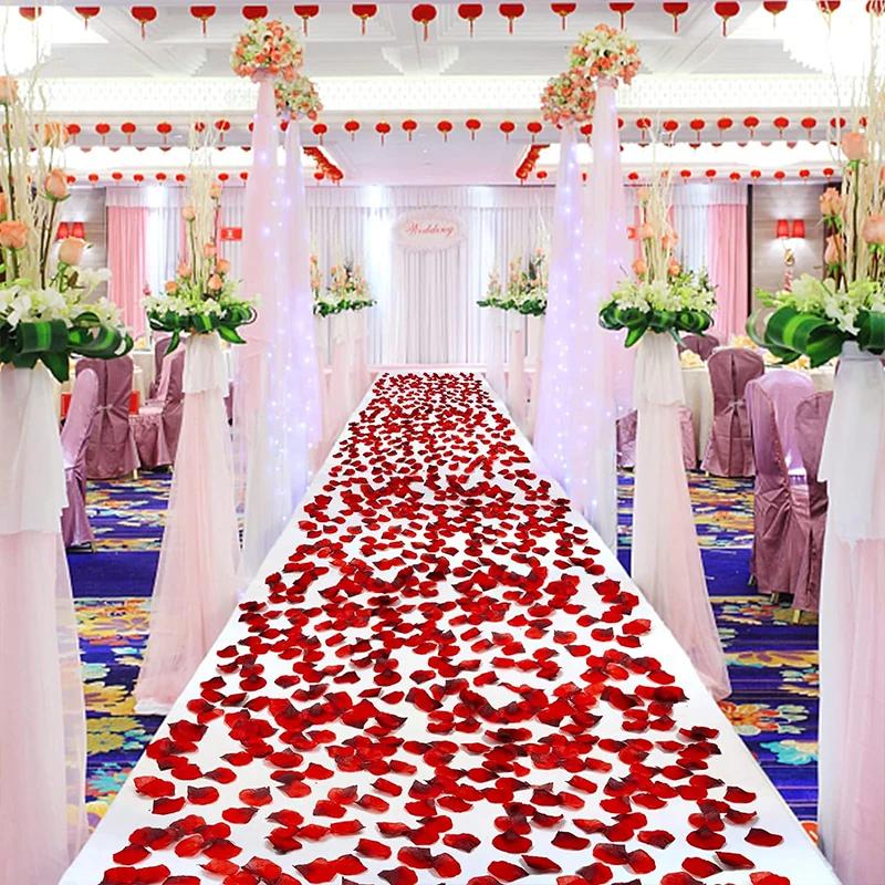 4000/100Pcs Artificial Fake Rose Petals Colorful Red White Gold Roses Petal Flowers for Romantic Wedding Party Favors Decoration