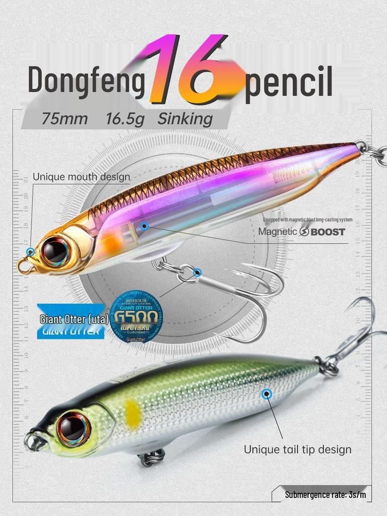 LureFans Great River Dongfeng 16 | Langwurf Sinkender Pencil Köder