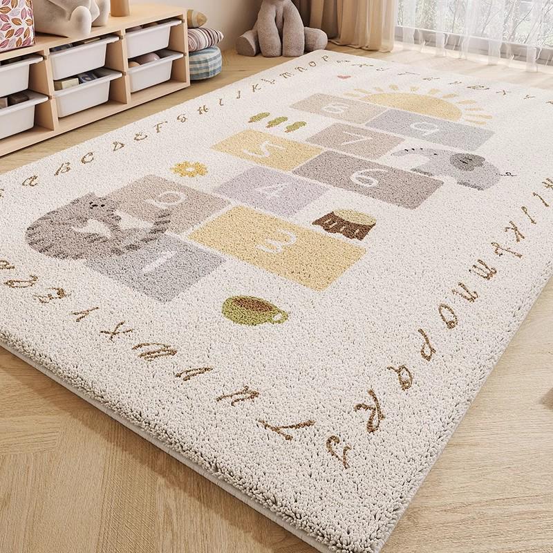 Cartoon Style Luxury Faux Cashmere Children's Floor Mat