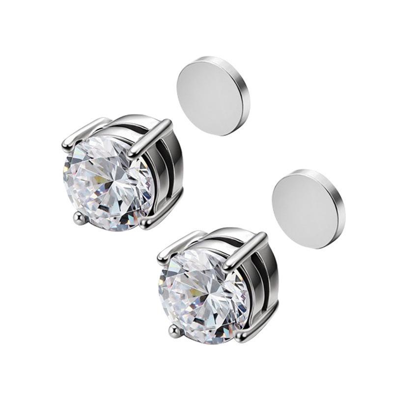 Pair of Zircon Punk Magnetic Ear Clip Earrings - Strong Hold, Hot Selling