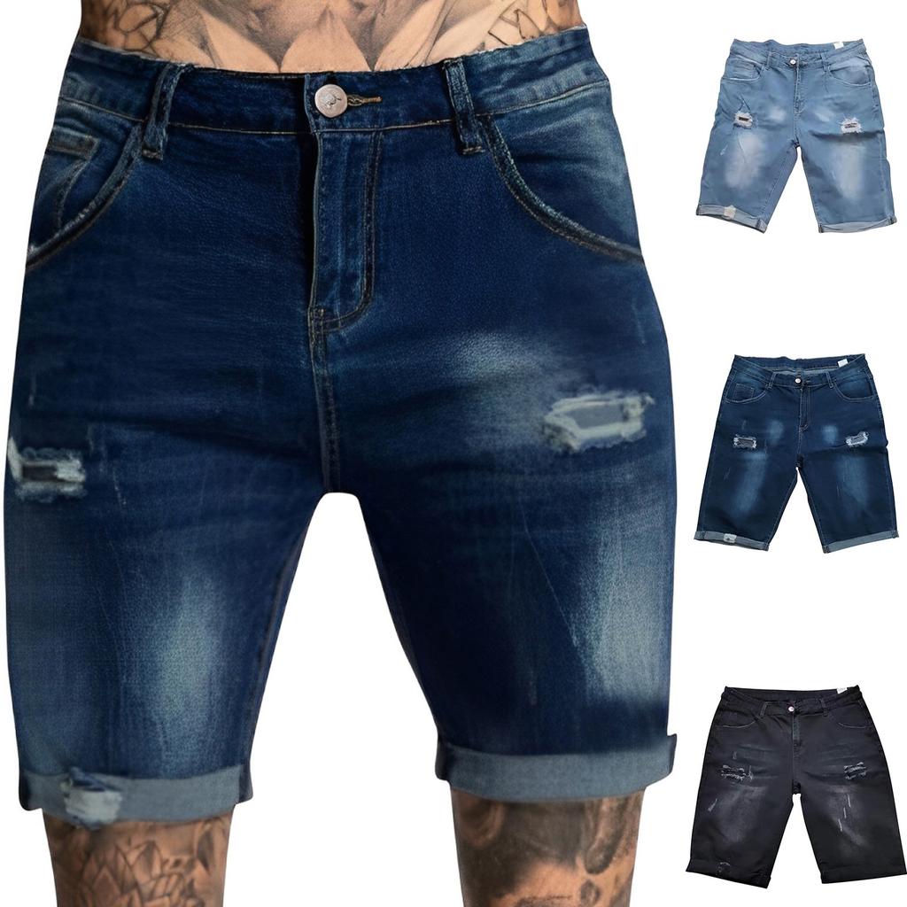 Men's Summer Casual Elastic Ripped Dialogue