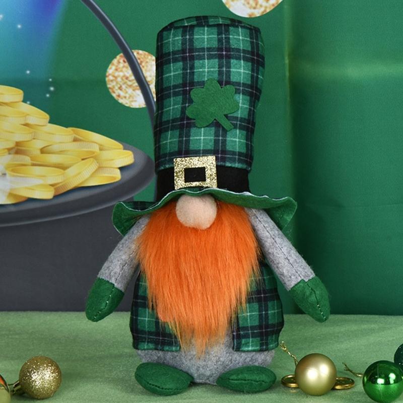 Patricks Day Gnome Standing Irish Faceless Doll Plush Decorations Handmade Party Decor for Kids Gift Desktop Ornaments