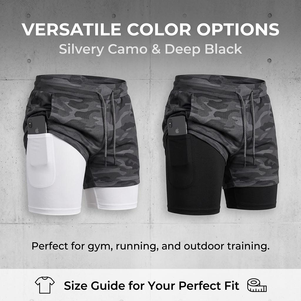 Breathable Quick-Dry Men'S Sports Shorts Double-Layer Trendy Brand Summer Quick-Dry Fitness Sports Quarter-Length Shorts
