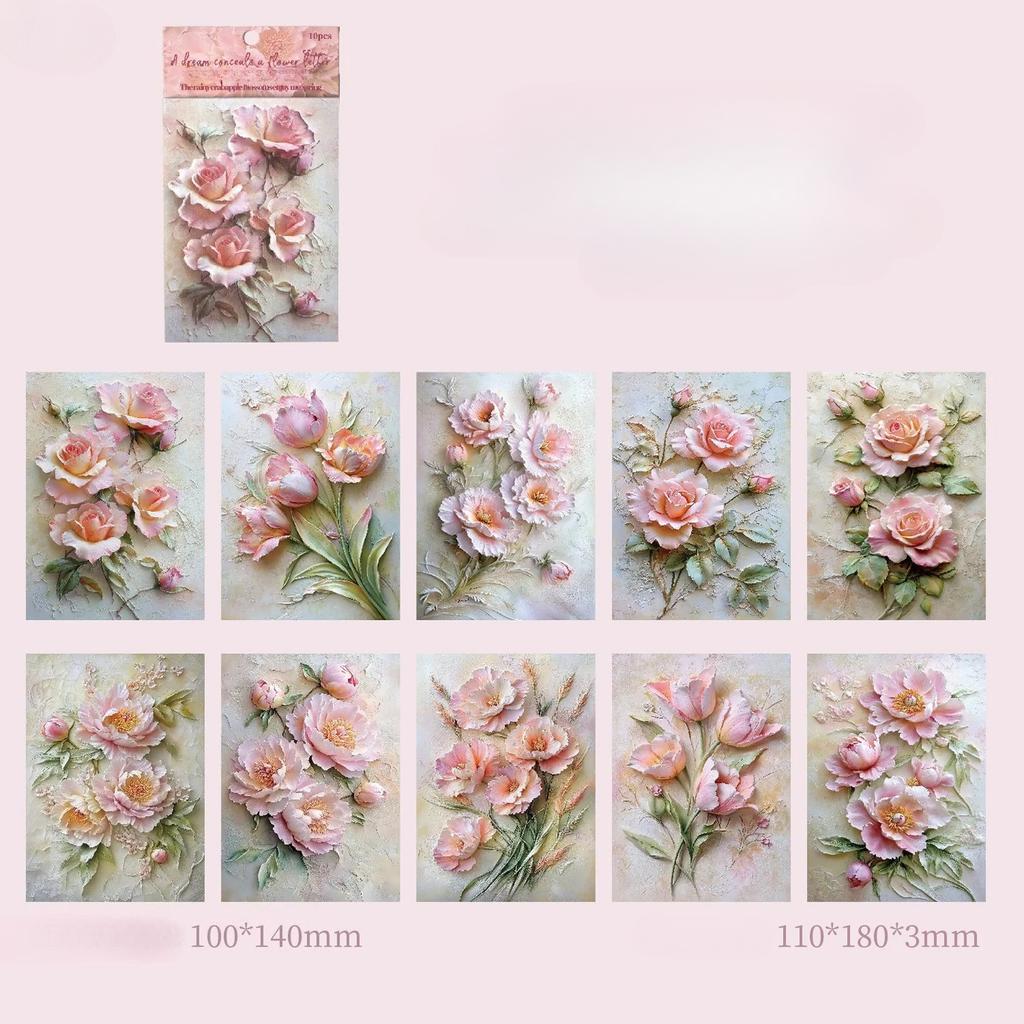 10 ks/lot Bloky na poznámky Materiálový papír Sen Skrytá květina Dopis Junk Journal Deník Scrapbooking Karty Papír na pozadí Dekorace