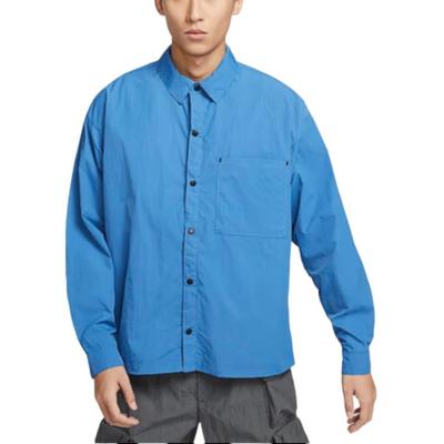 SS24 Comfortable Sports Casual Training Solid Color Polo Long Sleeve Shirt Men Shirts Blue DX0206-402