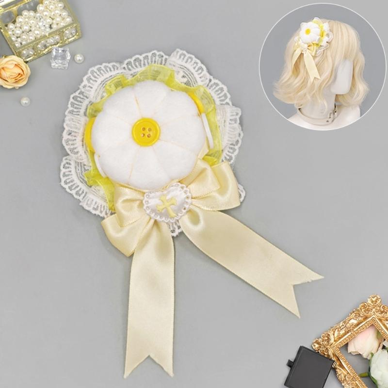 Anime Style Hair Clip Lace Barrettes And Button For Secure Bun Hold In Various Occasion Comfortable Hairpin