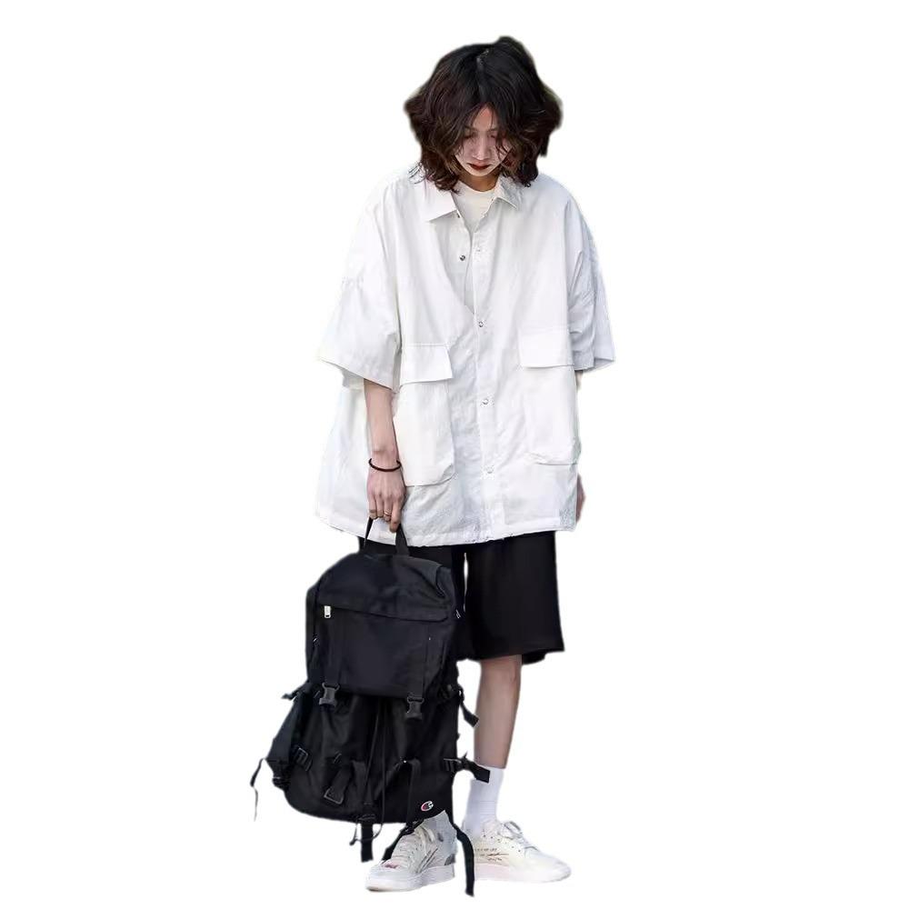 2024 Japanese Style Multi-Pocket Short Sleeve Unisex Casual Jacket for Summer Sun Protection