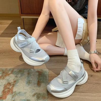 Mode Sommer Neu Damen Freizeitschuhe Dicke Sohle Sneaker Damen Mode Hohl Atmungsaktiv Einzelne Schuhe Frau Plateau Sportsandalen