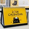 Katzen-Tischkalender 2026 Niedlicher Desktop-Aufstell-Klappkalender mit Cartoon-Schwarzer Katze für Zuhause, Büro, Arbeitszimmer, Arbeitsplatz