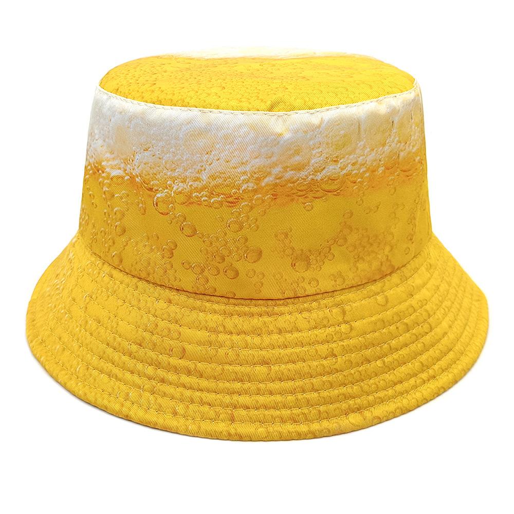 Zealous Sole Women's Yellow Beer Bubbles Bucket Hat Beer Festival Fashion Decorate Reversible Fisherman Hats Men Summer Sun Protection Panama 56-58Cm